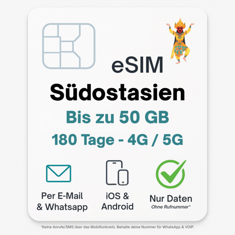 Asien Südostasien eSIM (7 Länder)