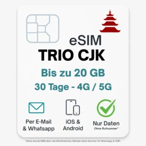 China Südkorea Japan eSIM TRIO Kombi POVNOMAD