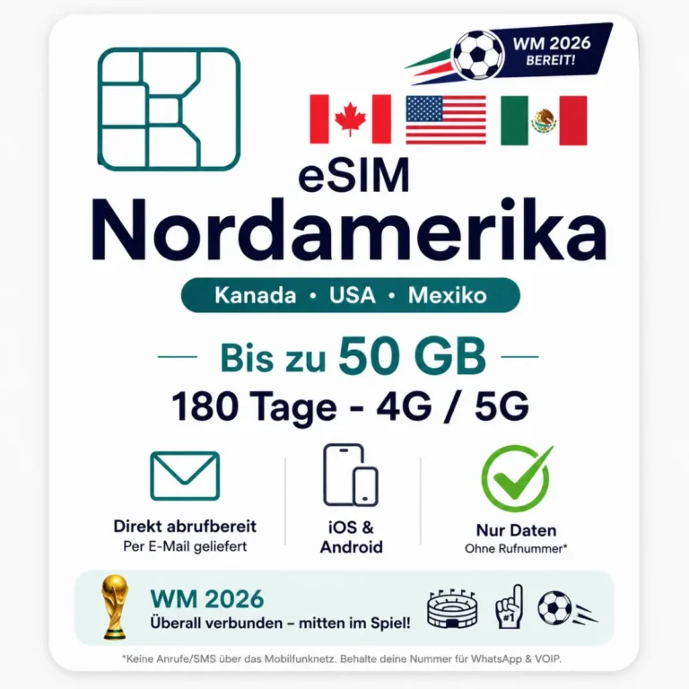 Nordamerika eSIM WM 2026 (Mexiko, Kanada, USA)