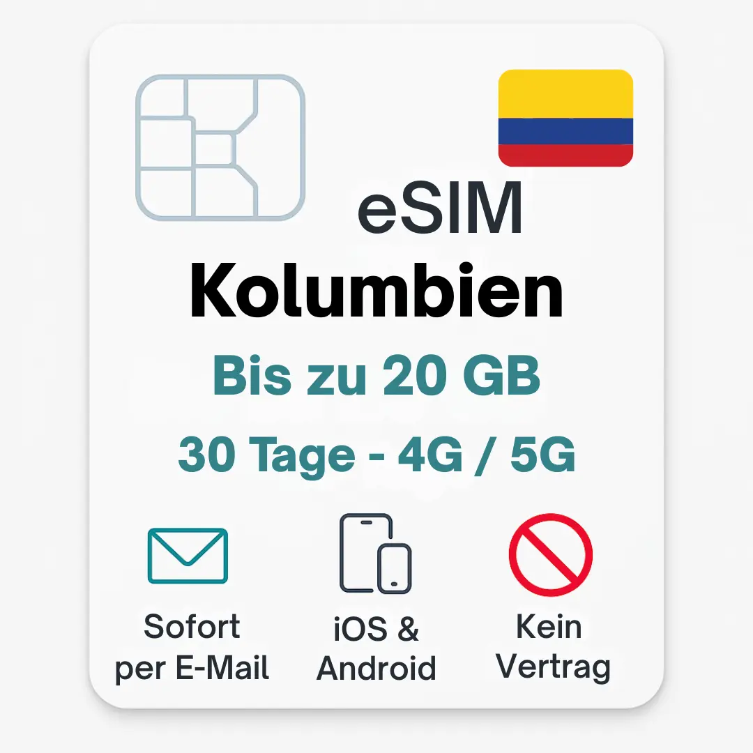 eSIM Kolumbien Daten Reise SIM