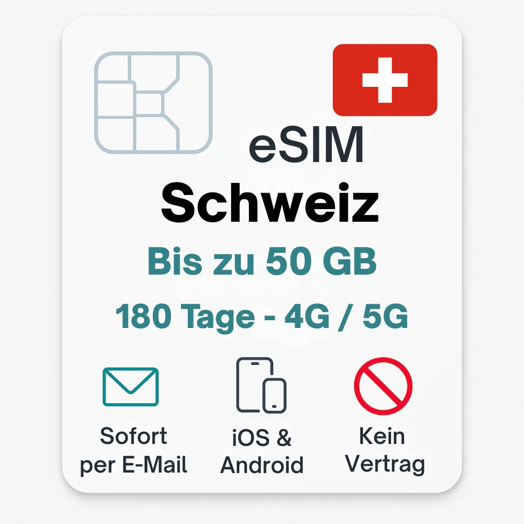 eSIM Schweiz Daten Reise SIM povnomad