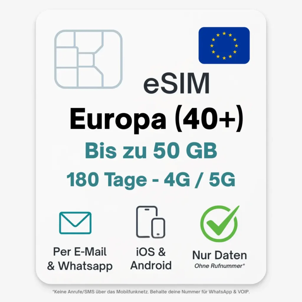Europa eSIM (mais de 40 países) – eSIM de viagem POVNOMAD
