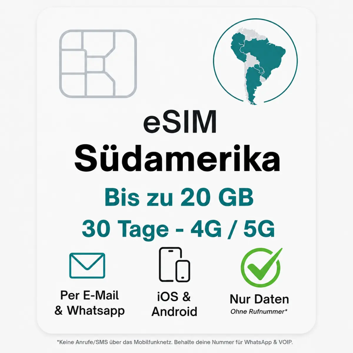 Südamerika eSIM (6+ Länder)
