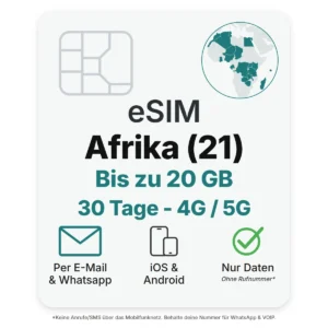 Afrika eSIM (21 Länder) – POVNOMAD Produktkarte